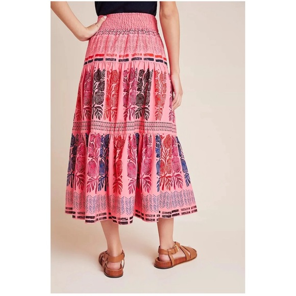 Anthropologie Auberte Poplin Tiered Midi Skirt by Blooming Print - Picture 3 of 9